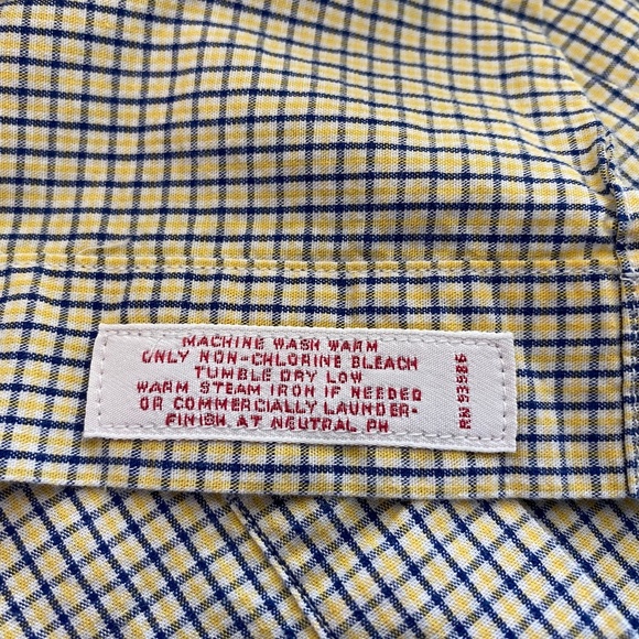 Brooks Brothers Long Sleeve Non-Iron Blue/Yellow Check 346 Original Polo Size M - Picture 7 of 7